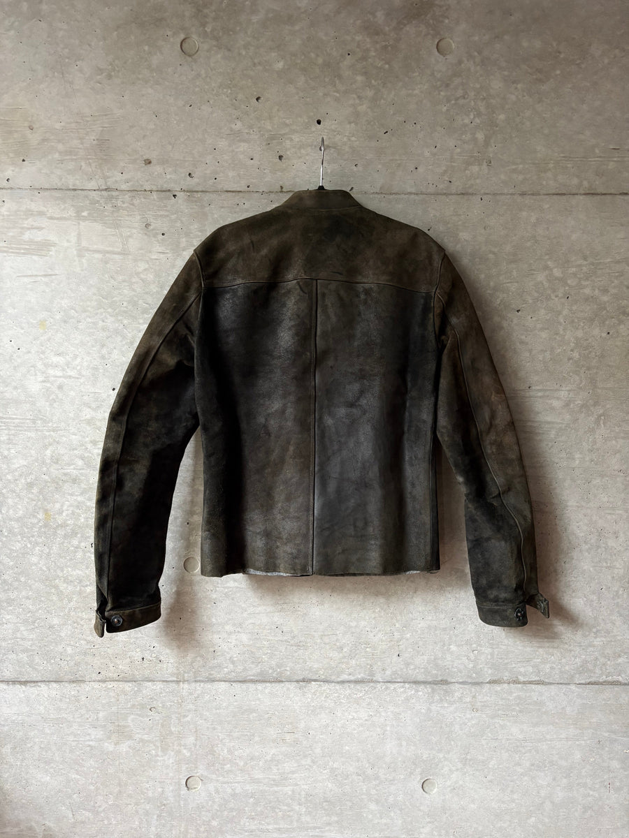 Horse Leather Brown Biker Jacket, back view