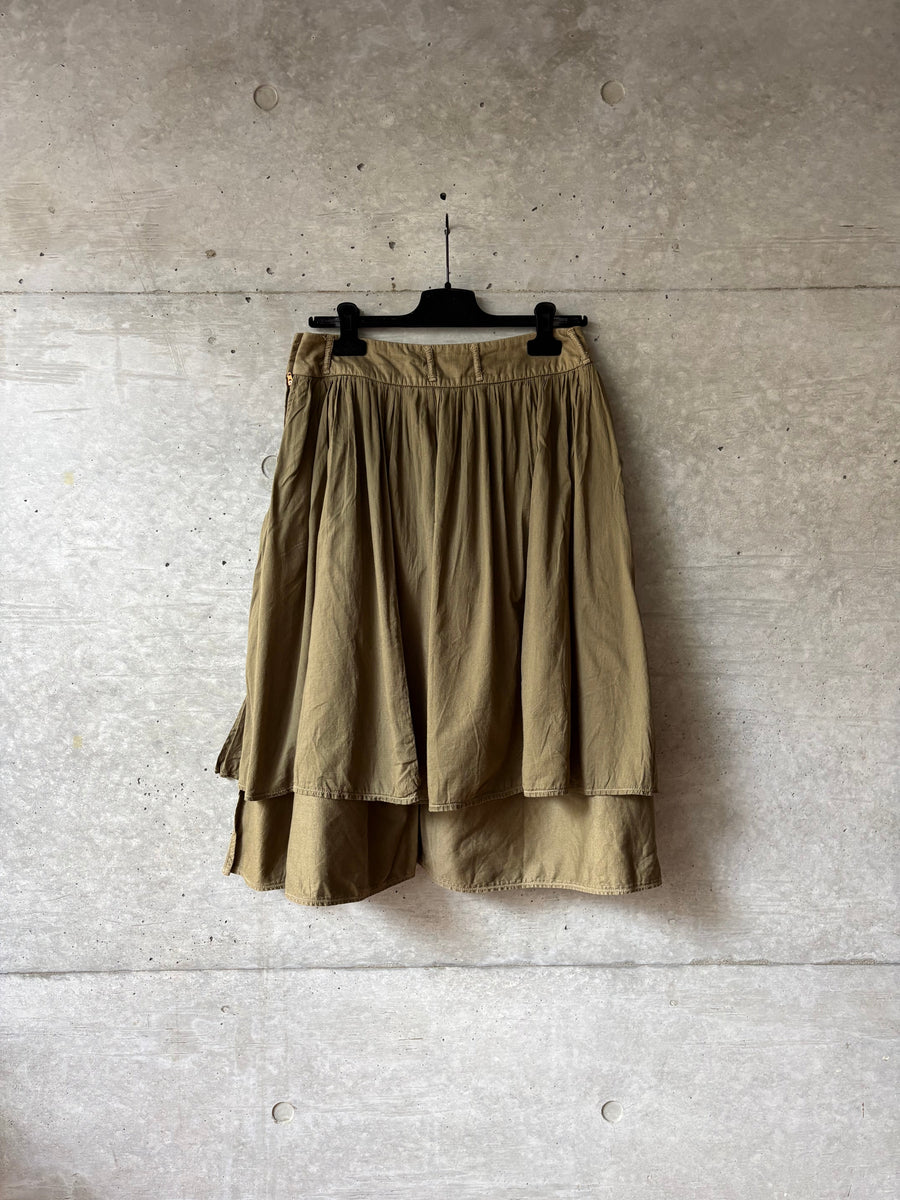 Women's Khaki Layered Cotton Skirt, back view