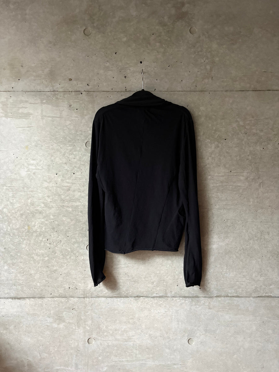 Wool Thin Black Cardigan, back view