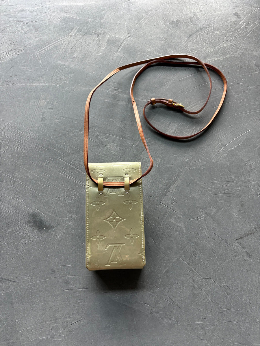 Pistacchio Patent Leather Monogram Cigarette Case, back view