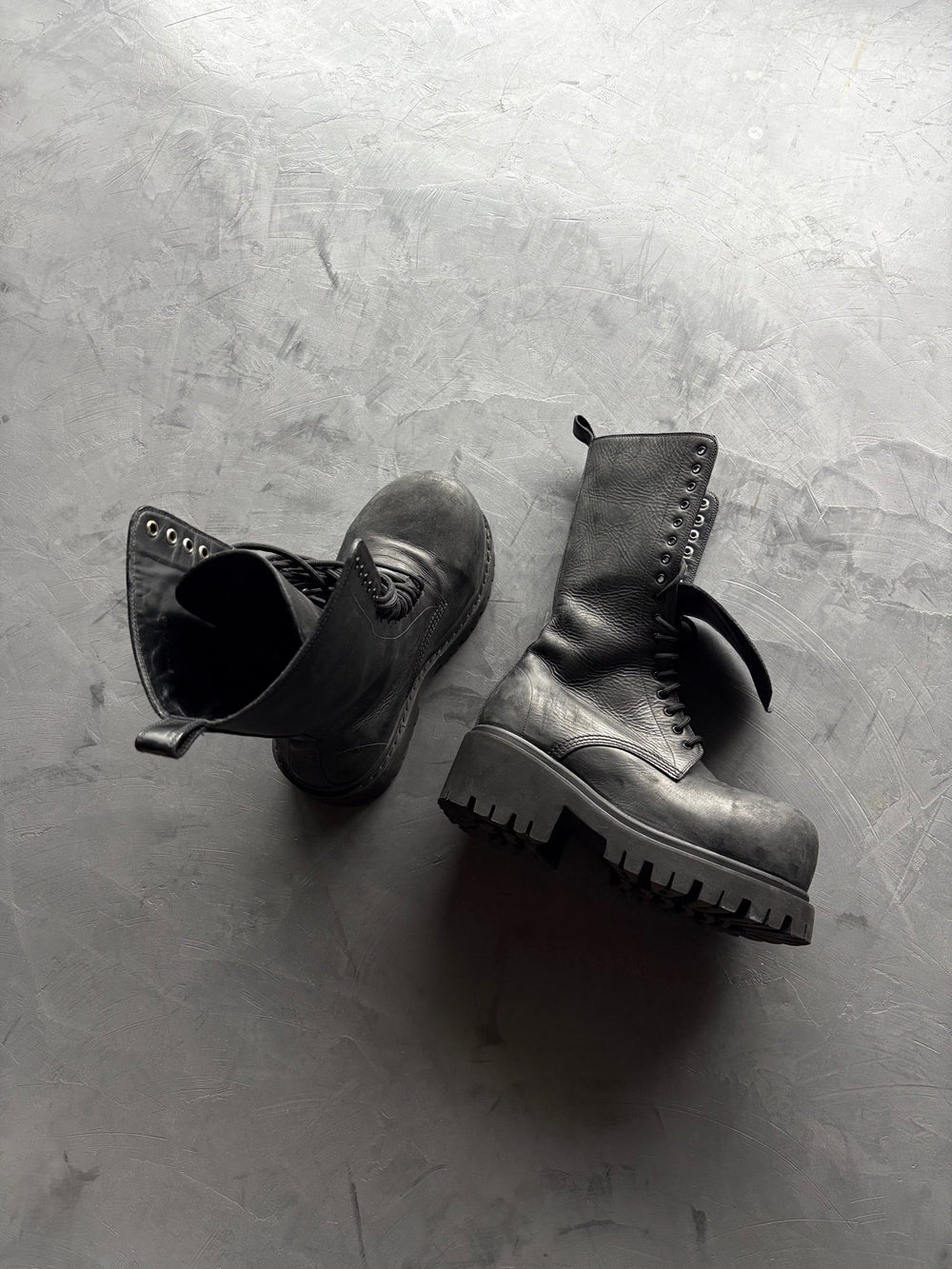 Balenciaga Stomper Hi-Top Leather Boots