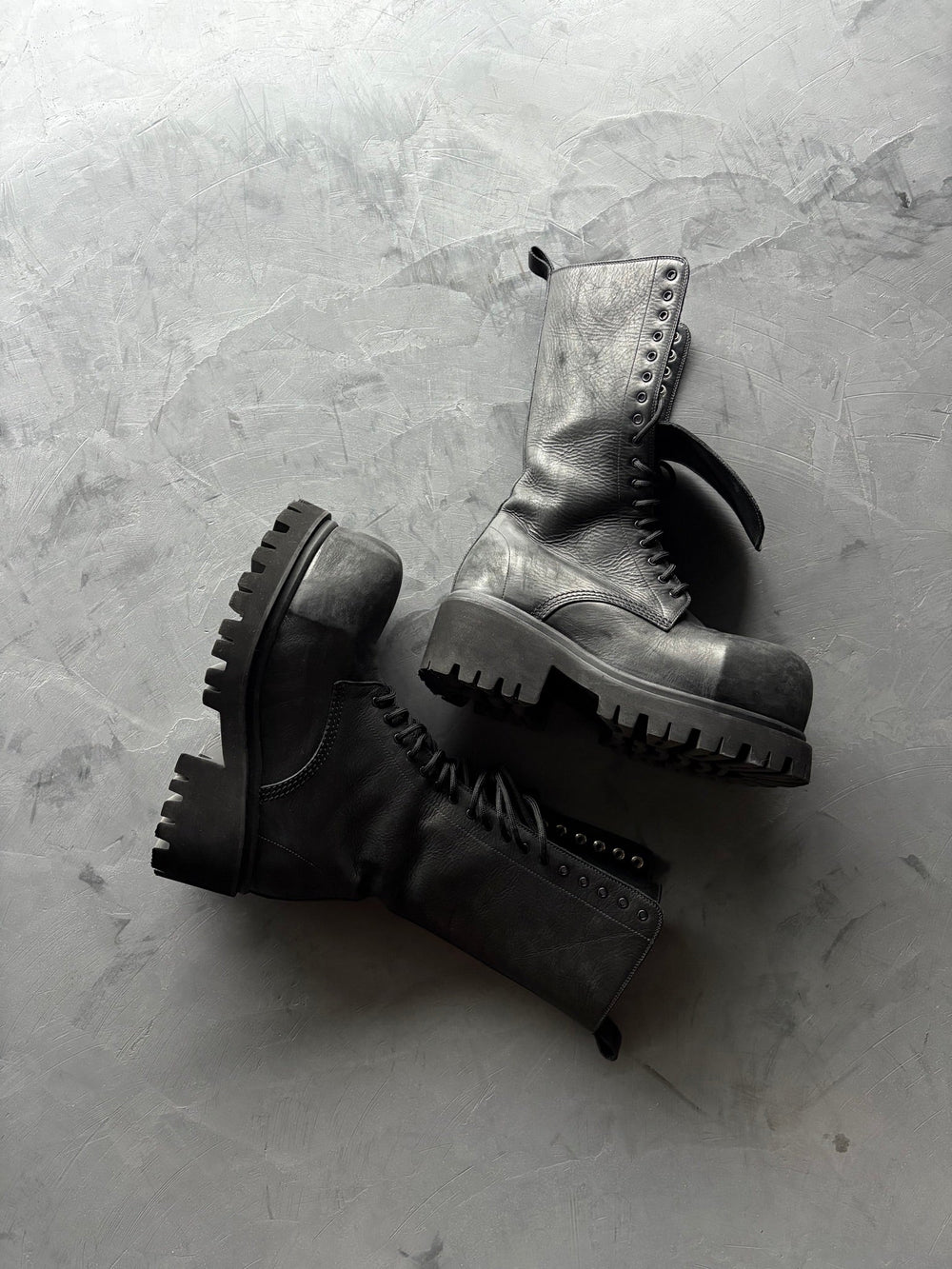 Balenciaga Stomper Hi-Top Leather Boots