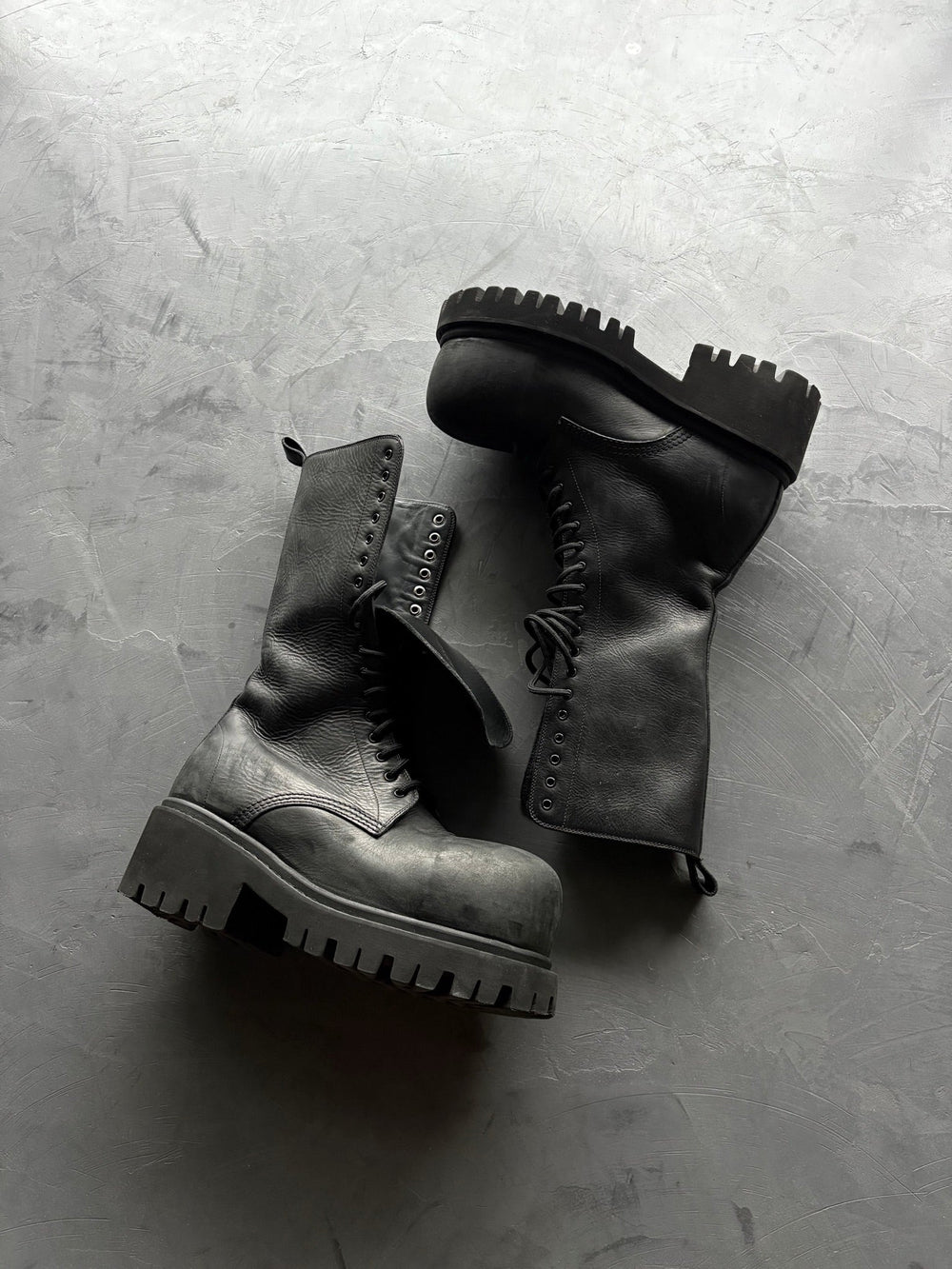 Balenciaga Stomper Hi-Top Leather Boots