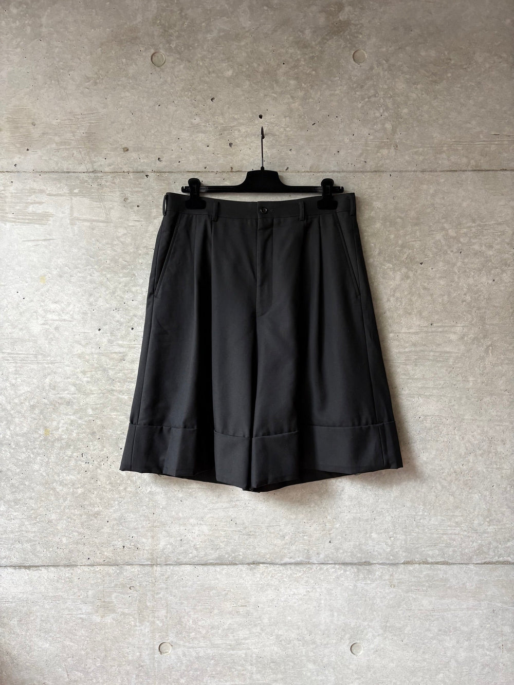 Comme Des Garçons Homme Plus Black AW19 Wool Wide Shorts