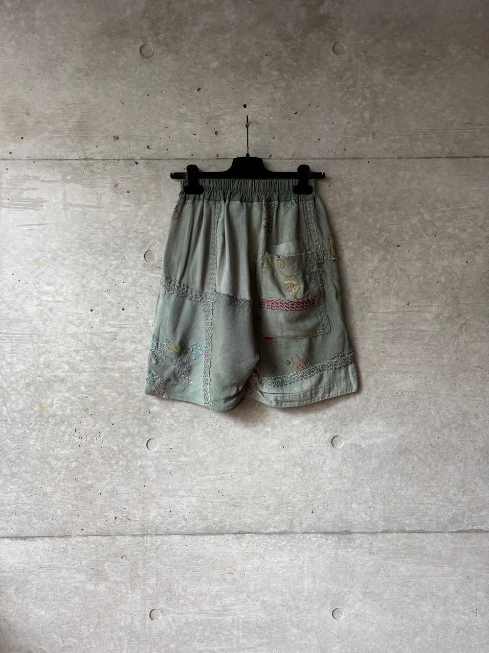 By Walid Floral Embroidery Linen Shorts