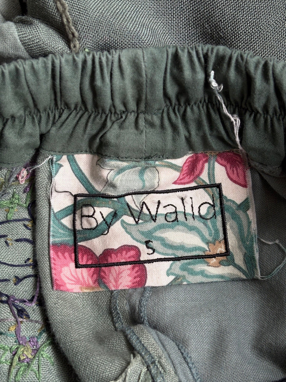 By Walid Floral Embroidery Linen Shorts