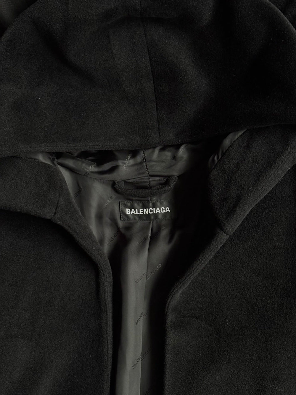 Balenciaga Couture Cashmere Hooded Long Coat