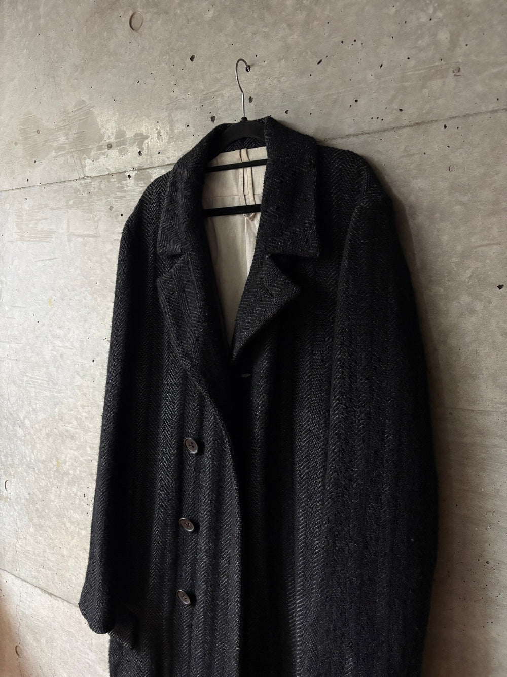 The Viridi-Anne Herringbone Long Wool Coat