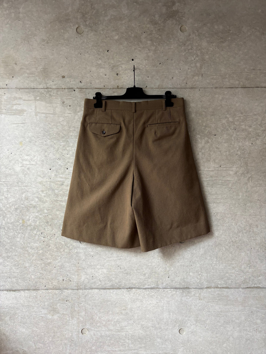 Khaki Brown AD21 Wool Wide Shorts, back view