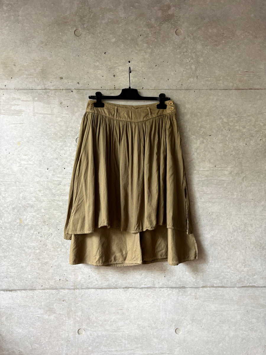 Women's Khaki Layered Cotton Skirt