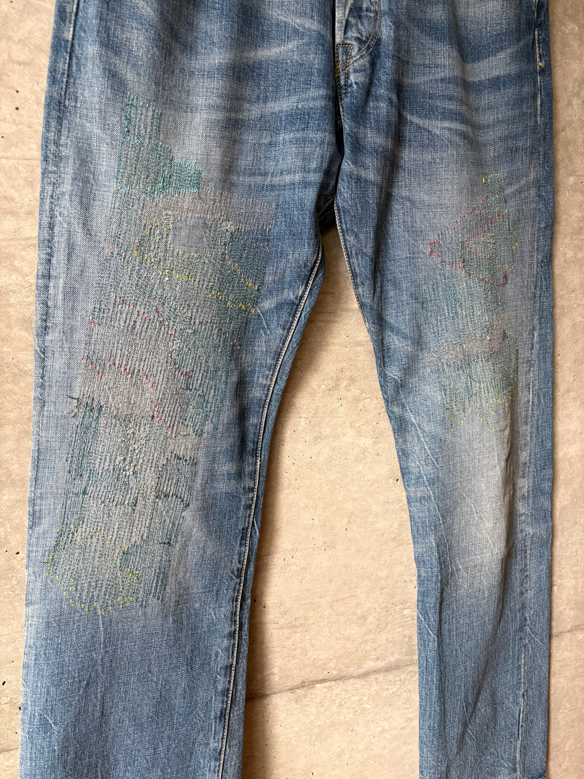 Multicolor Boro Repair Denim Pants