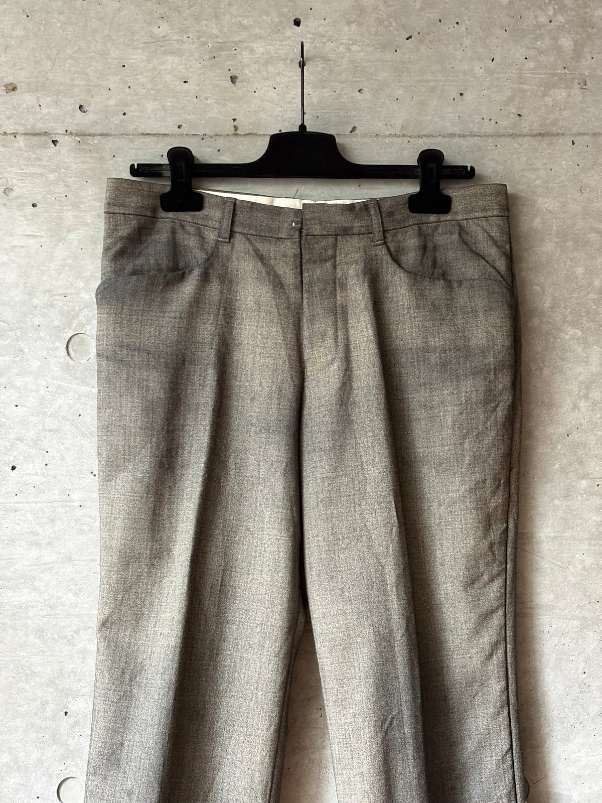 Distressed Wool Gabardine Tailored Pants
