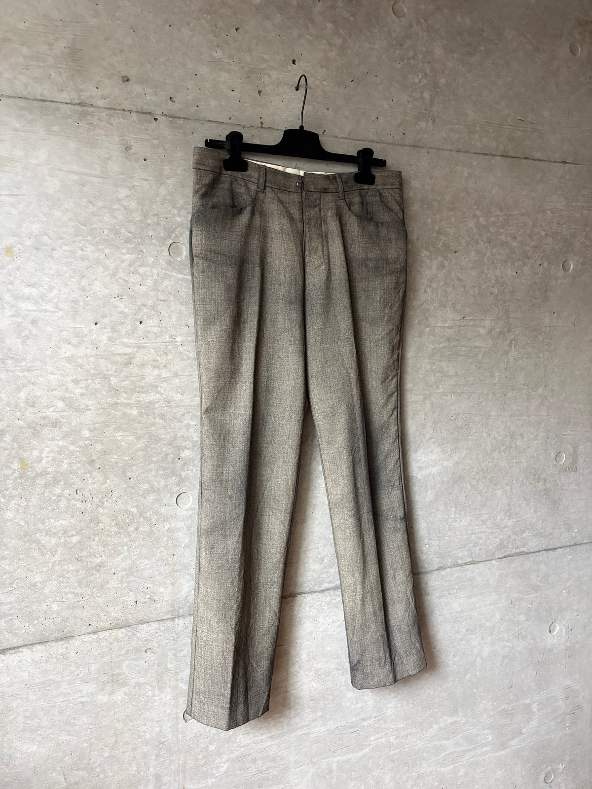 Distressed Wool Gabardine Tailored Pants
