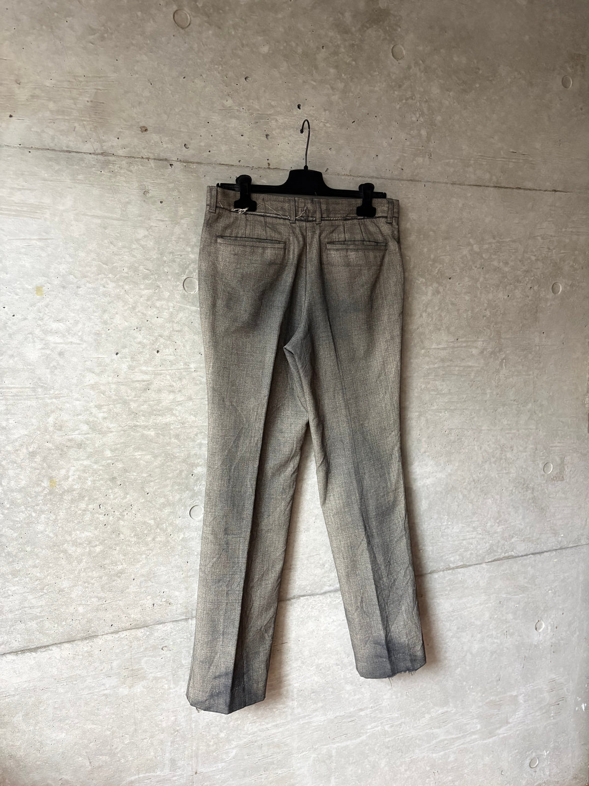 Distressed Wool Gabardine Tailored Pants