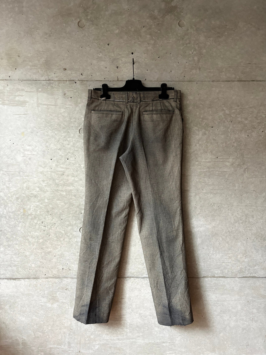 Distressed Wool Gabardine Tailored Pants, back view