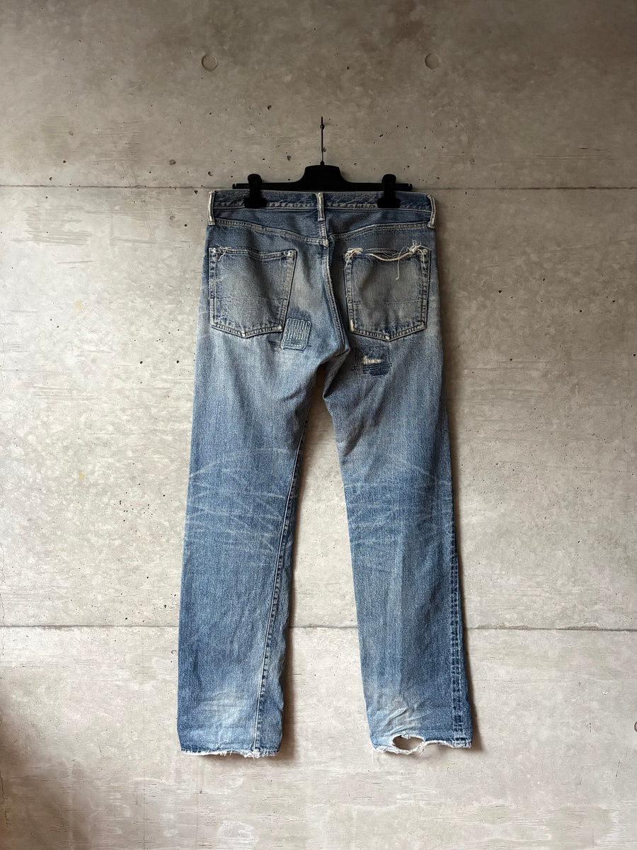 Distressed Patched Denim Pants, back view