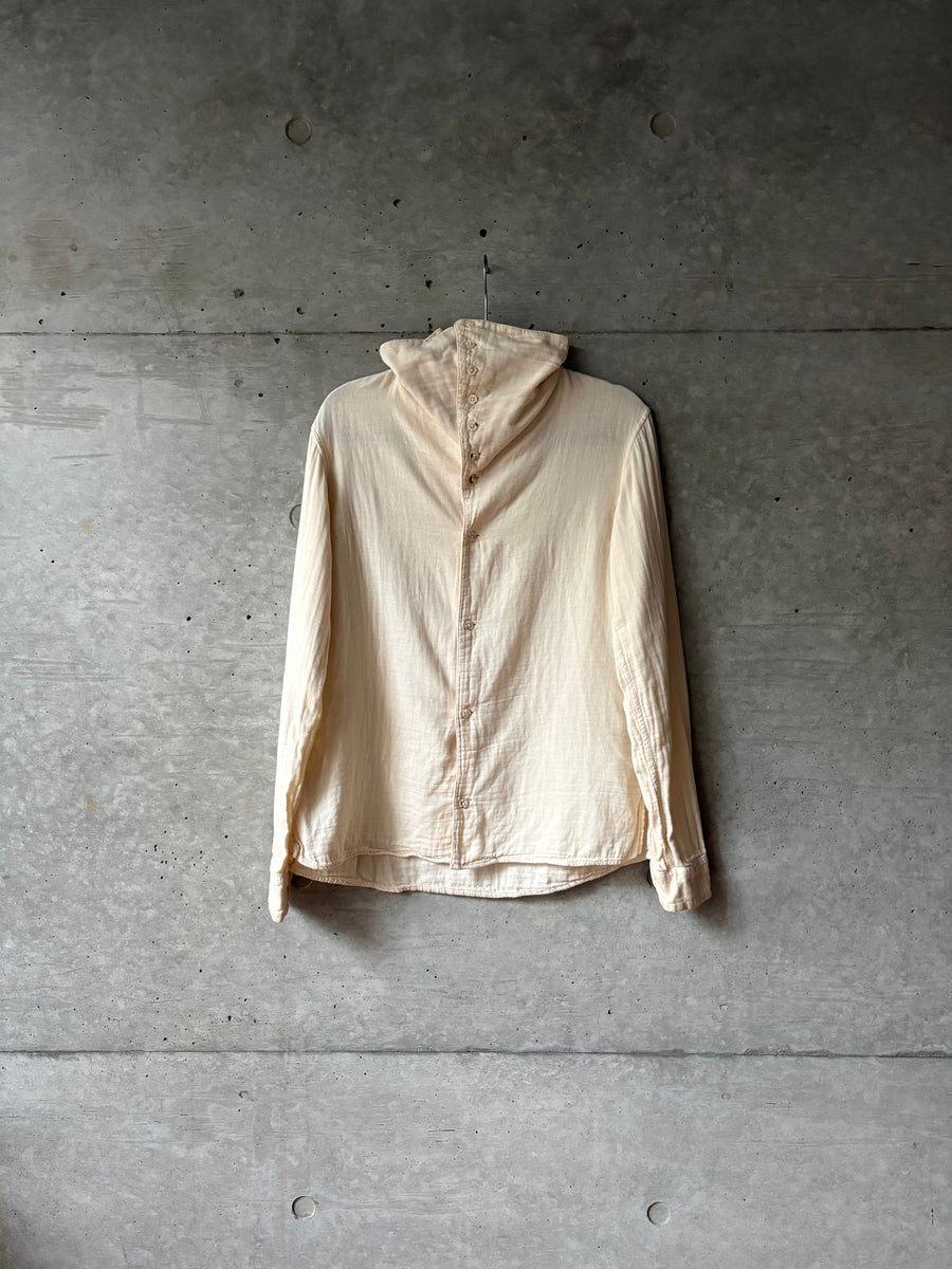 Women's High Collar Cream Shirt