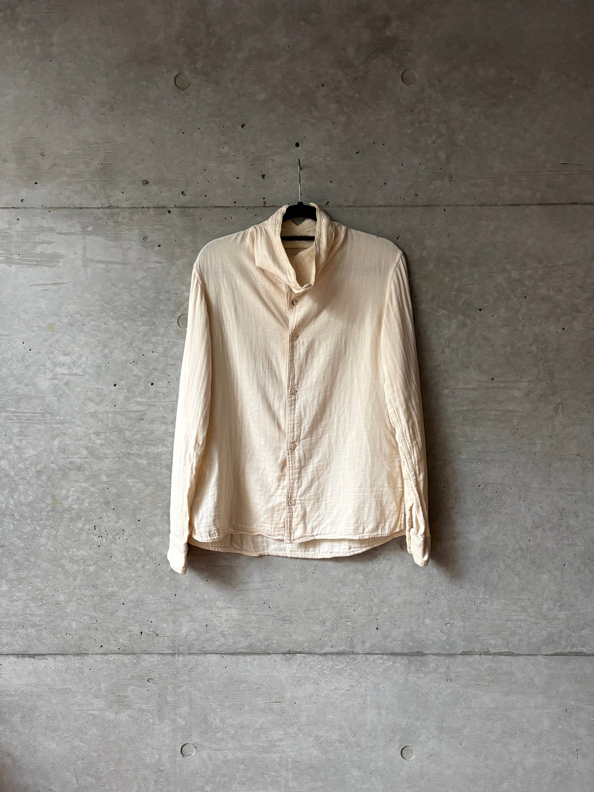 Women's High Collar Cream Shirt