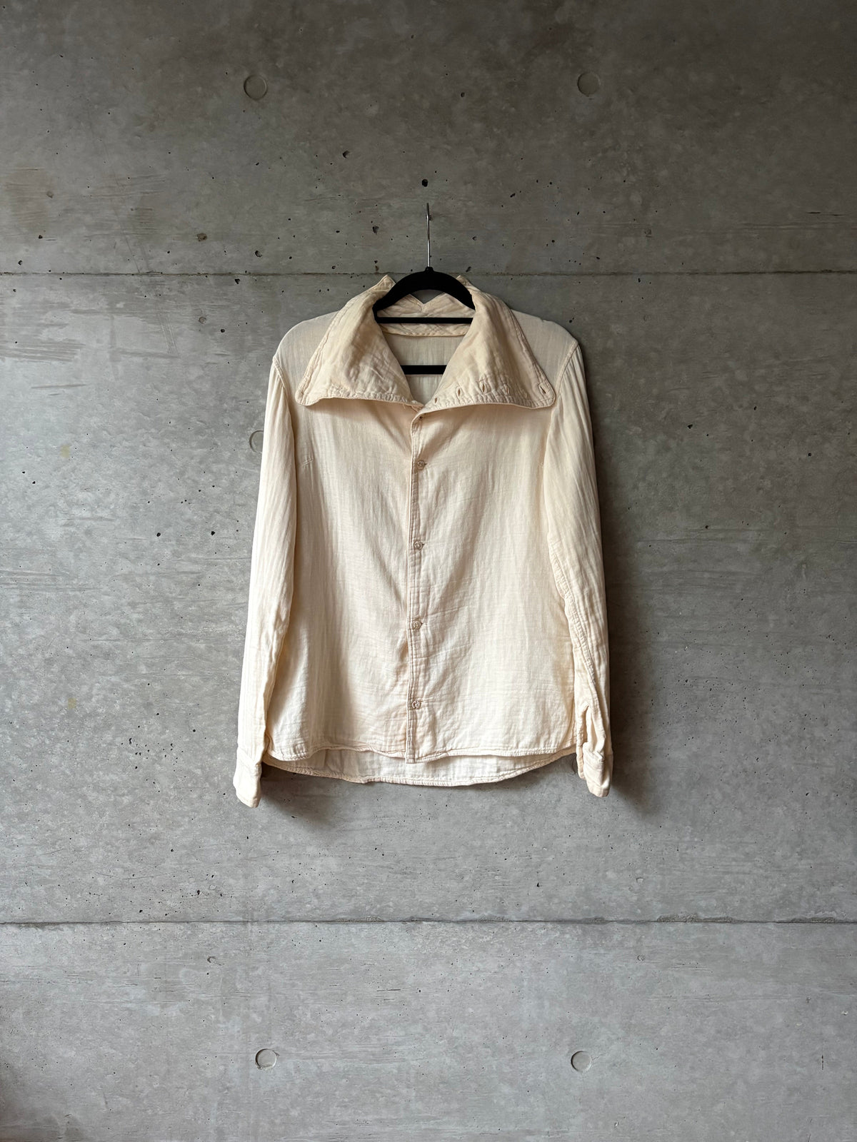 Women's High Collar Cream Shirt