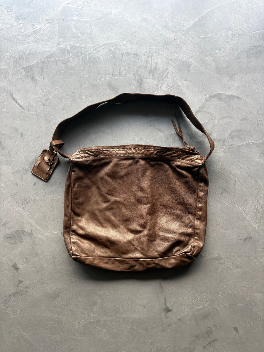 Brown Leather Shoulder Bag, back view
