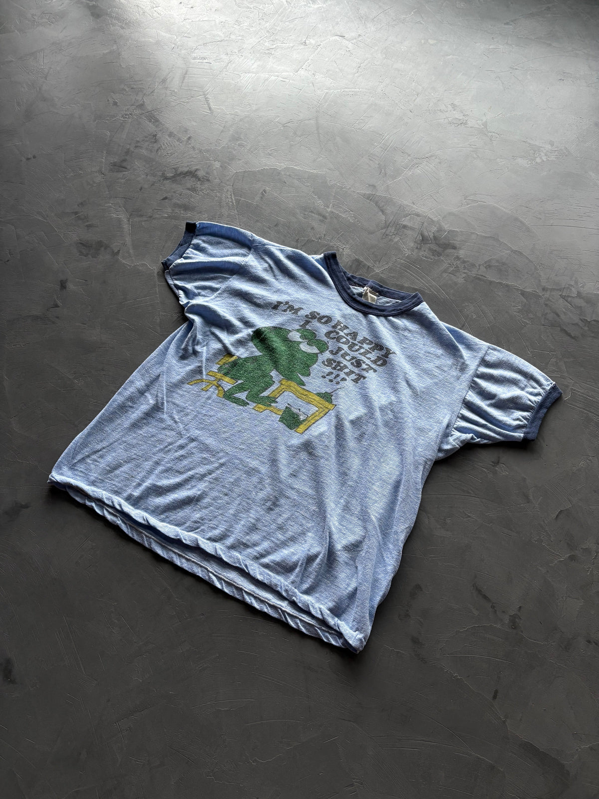 Graphic Ringer "So Happy I Could Shit" Blue T-Shirt
