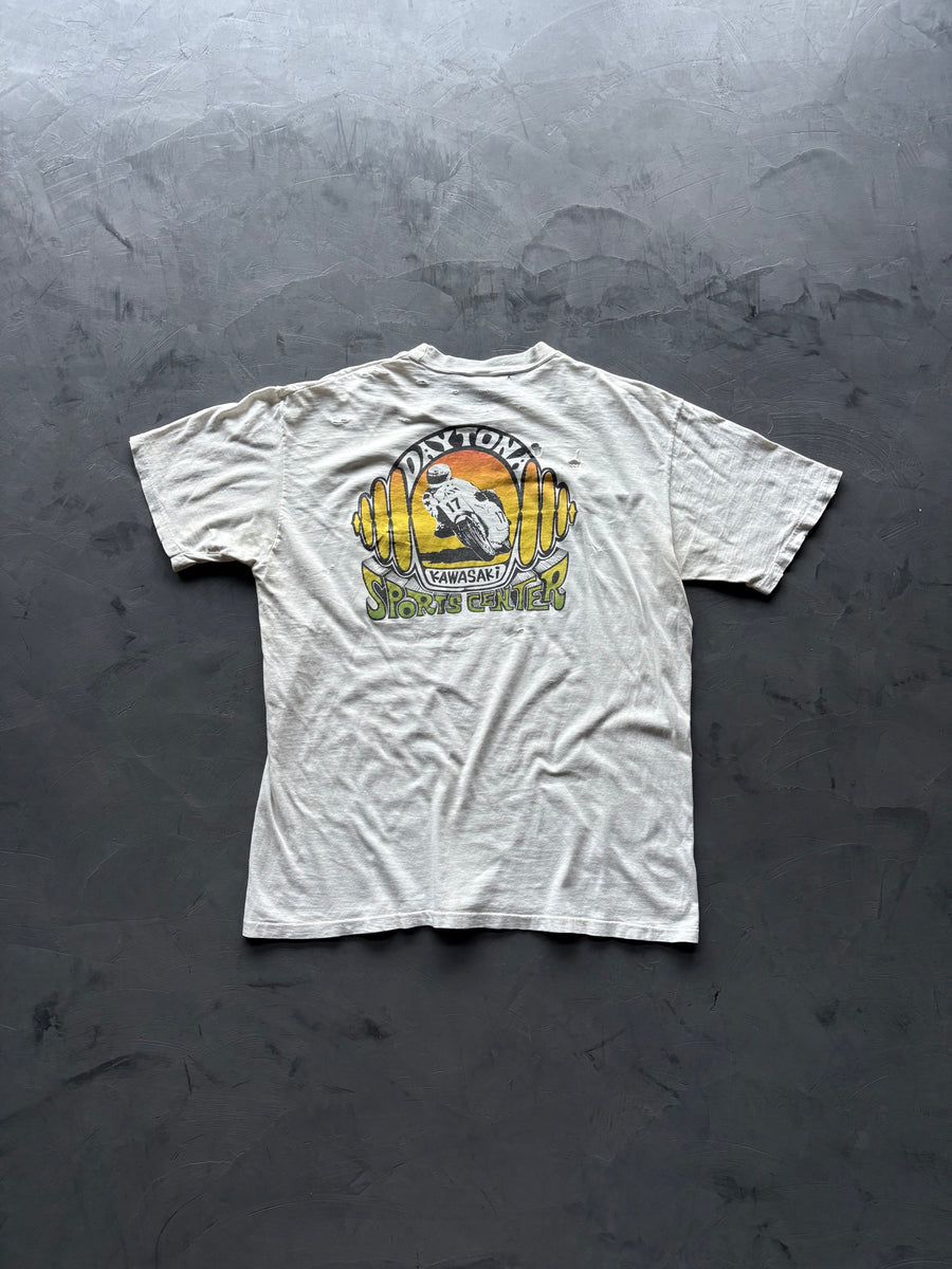 Graphic "Daytona Kawasaki Sports Center" T-Shirt, back view