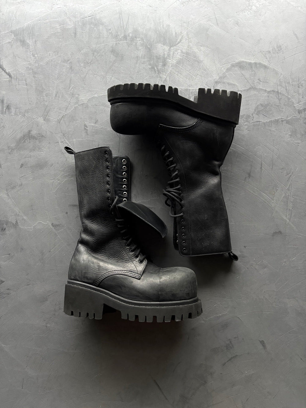 Balenciaga Stomper Hi-Top Leather Boots