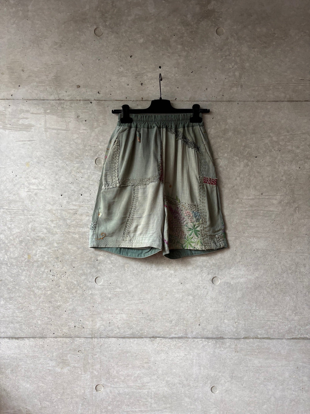 By Walid Floral Embroidery Linen Shorts