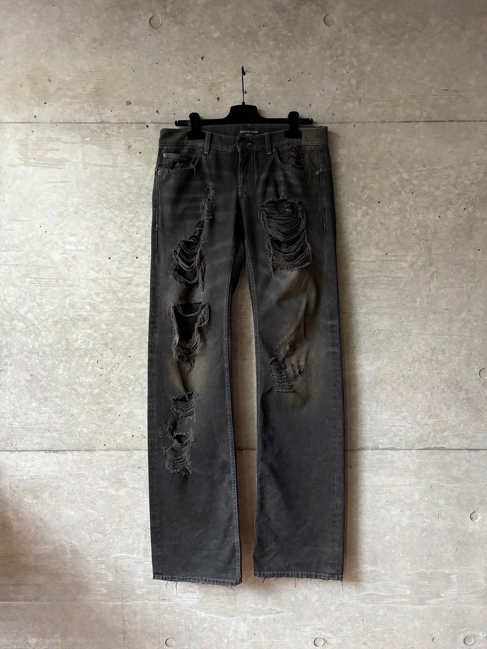 Balenciaga Low Crotch Distressed Black Denim