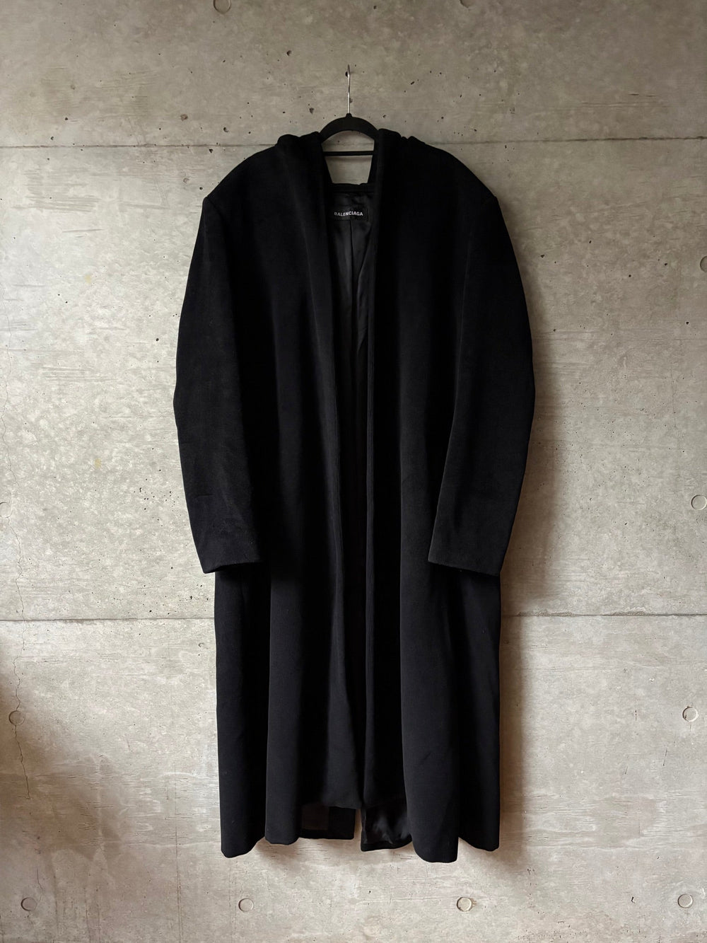 Balenciaga Couture Cashmere Hooded Long Coat