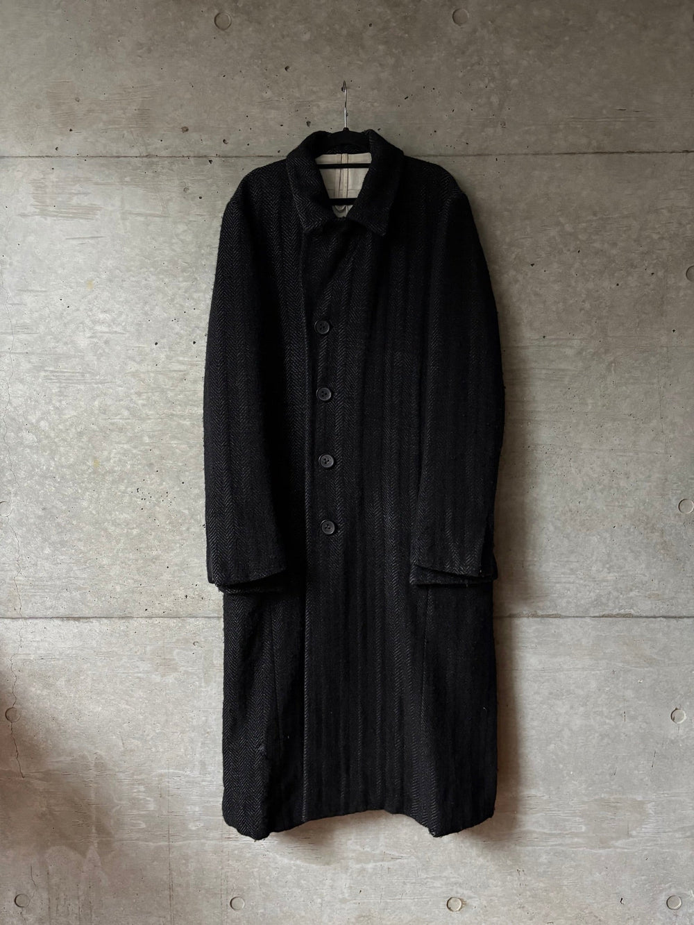 The Viridi-Anne Herringbone Long Wool Coat