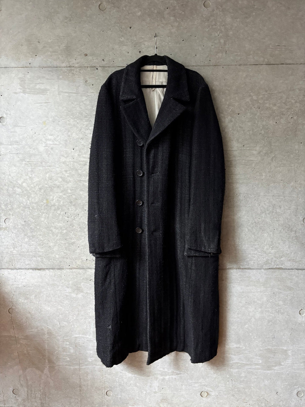 The Viridi-Anne Herringbone Long Wool Coat