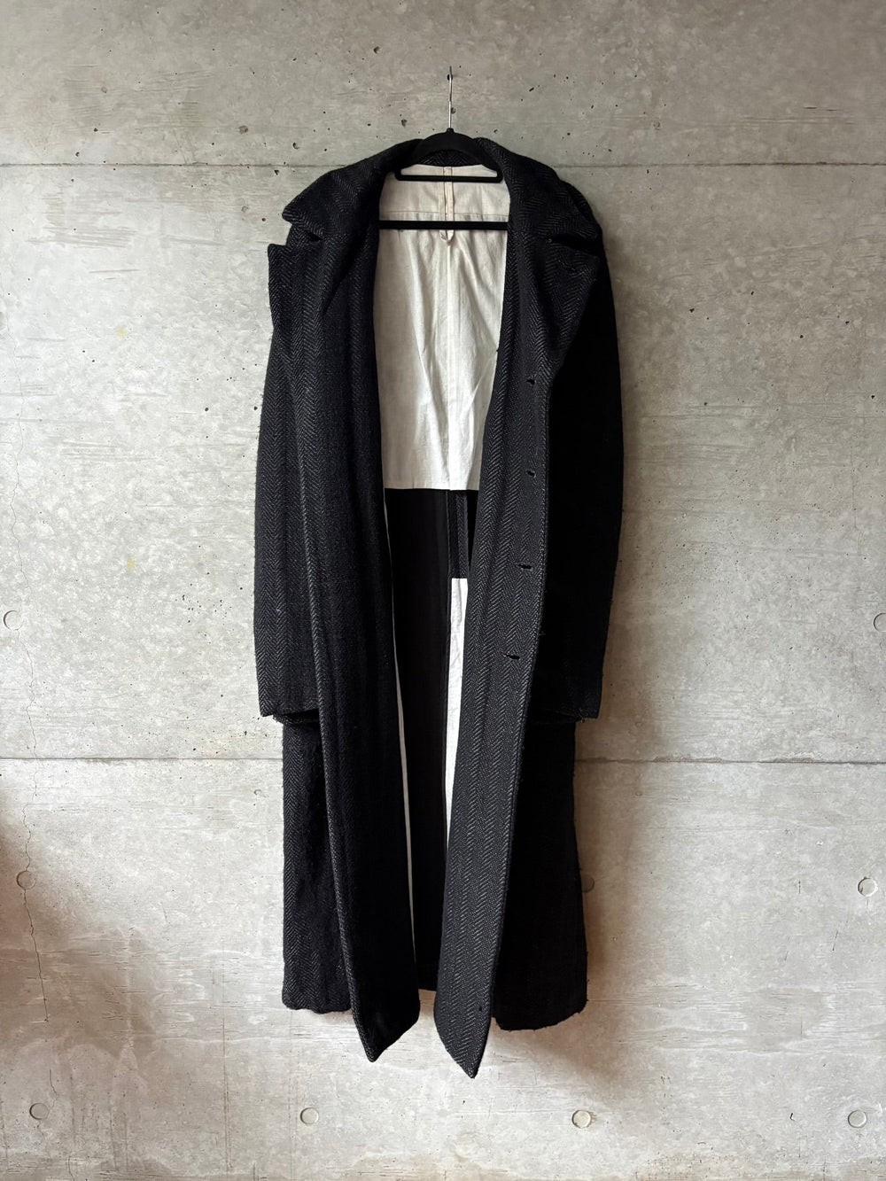 The Viridi-Anne Herringbone Long Wool Coat