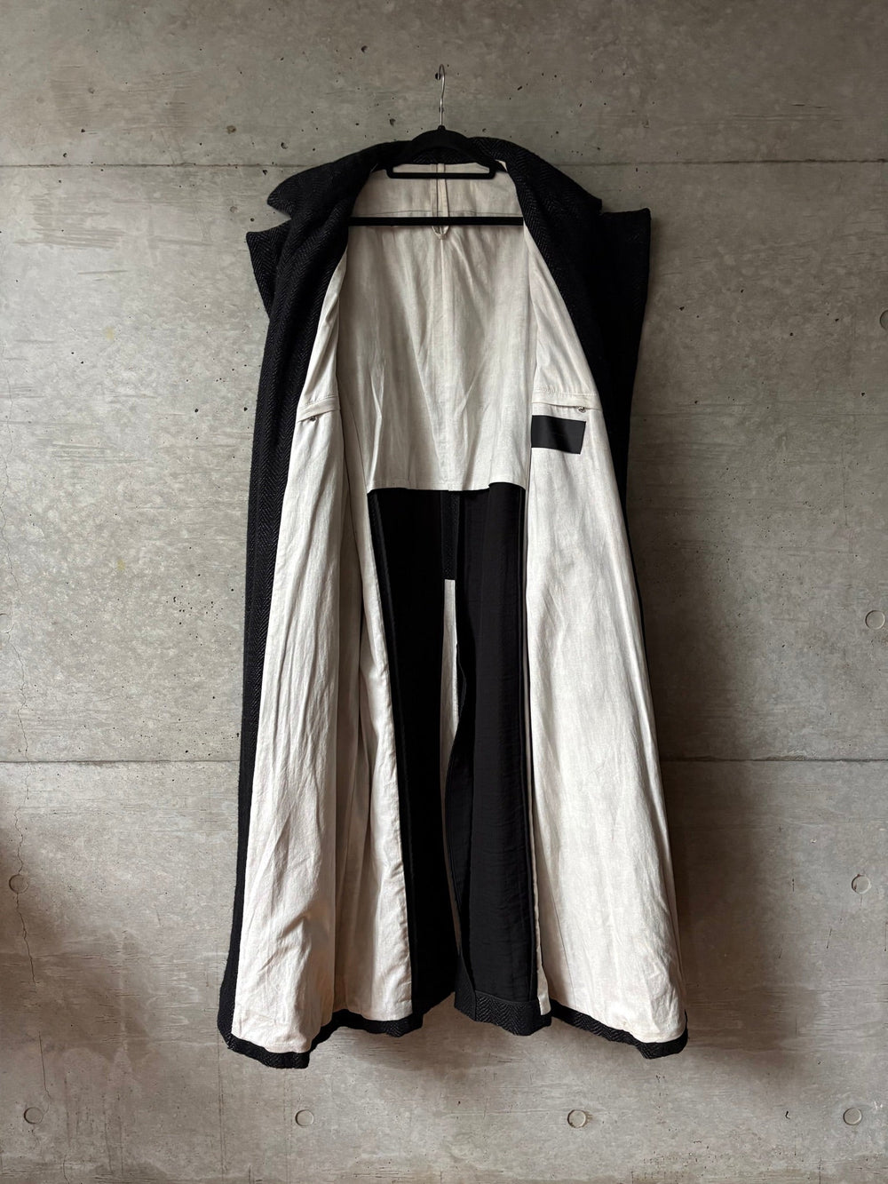 The Viridi-Anne Herringbone Long Wool Coat
