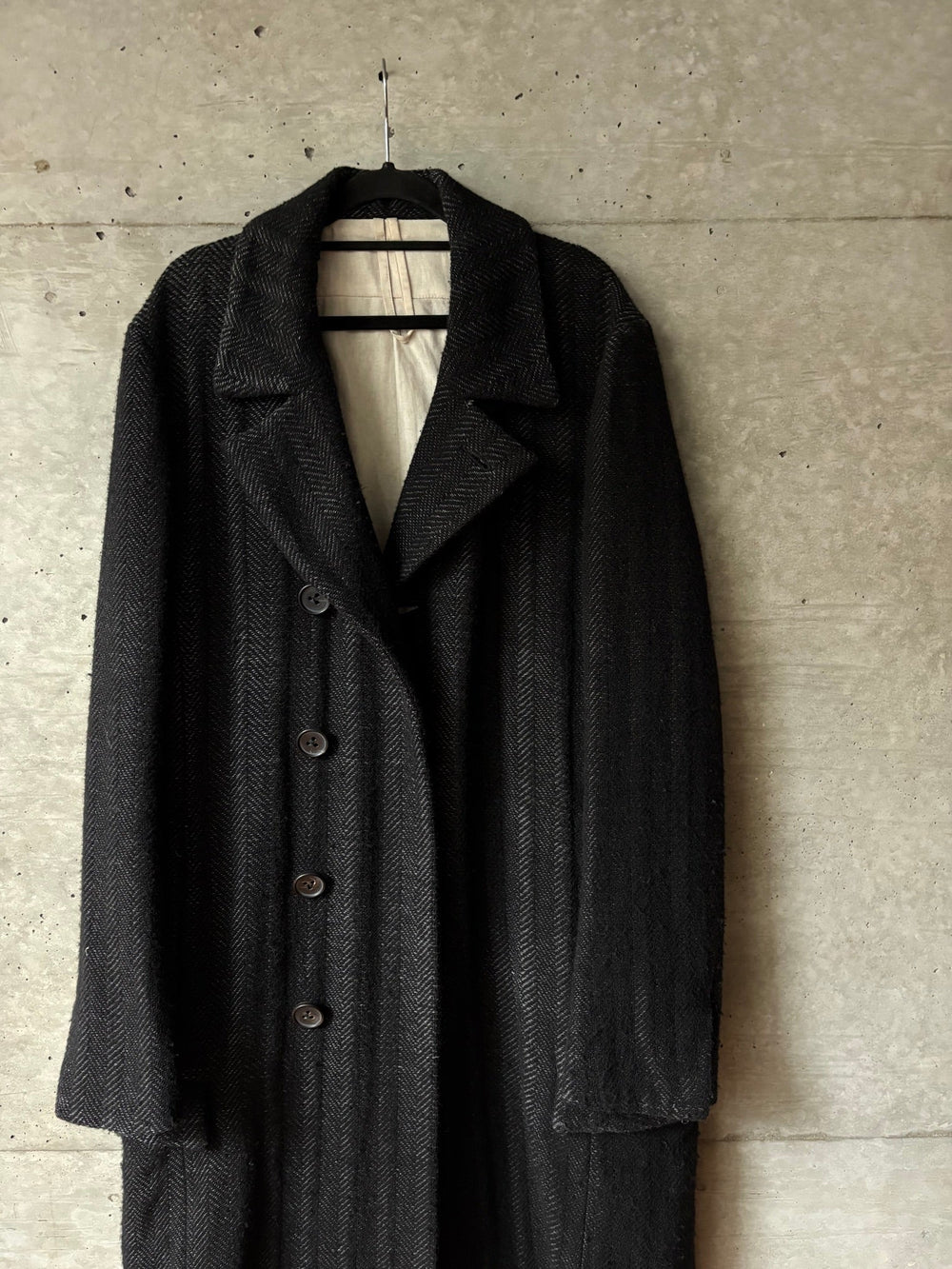 The Viridi-Anne Herringbone Long Wool Coat